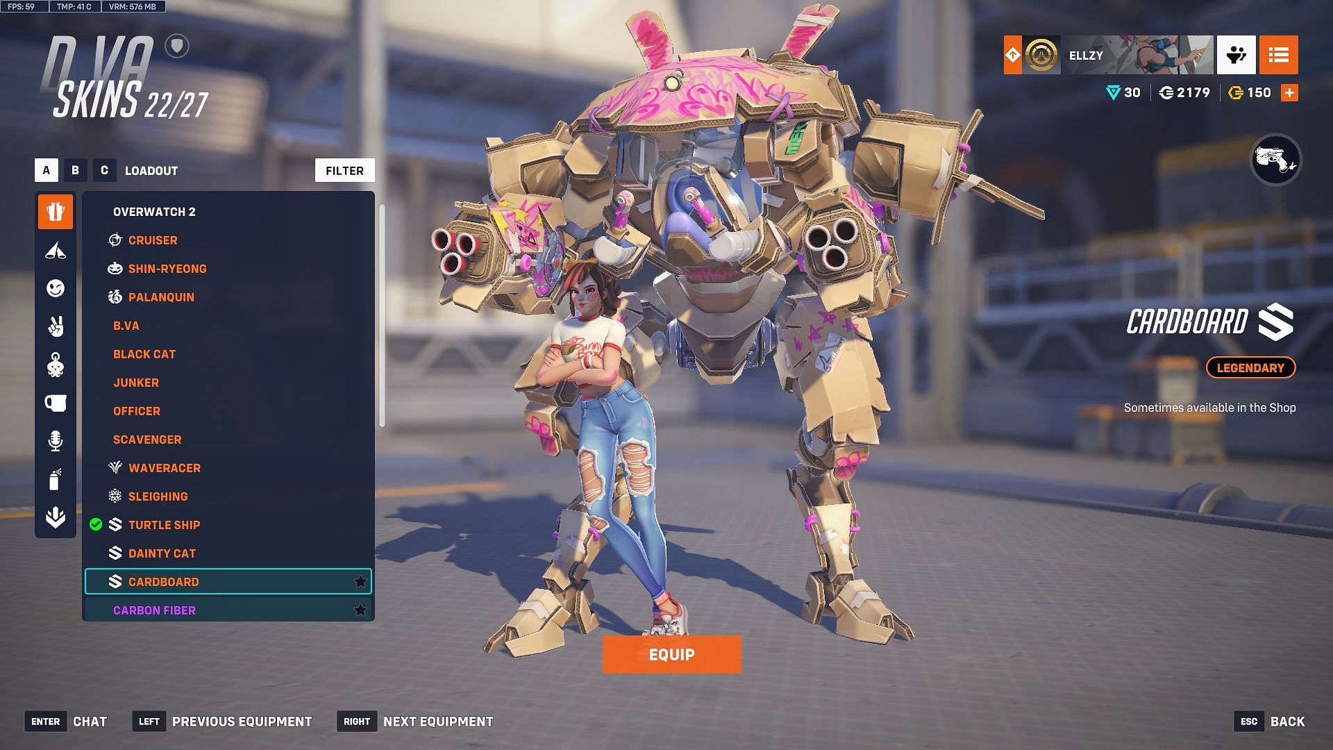 Cardboard D.Va skin (Image via Sportskeeda Gaming | Blizzard Entertainment)